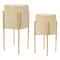 Hello Honey® Cream & Gold Boho Embossed Metal Planters with Stands Set